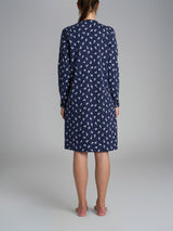 Camicia da notte aperta con dettagli in Interlock di cotone 40-54 Blu Donna - Ragno