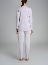 Pigiama a serafino con pizzo in Interlock di cotone 40-54 Viola Donna - Ragno