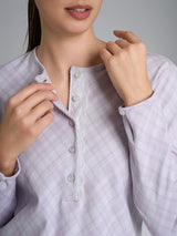 Pigiama a serafino con pizzo in Interlock di cotone 40-54 Viola Donna - Ragno