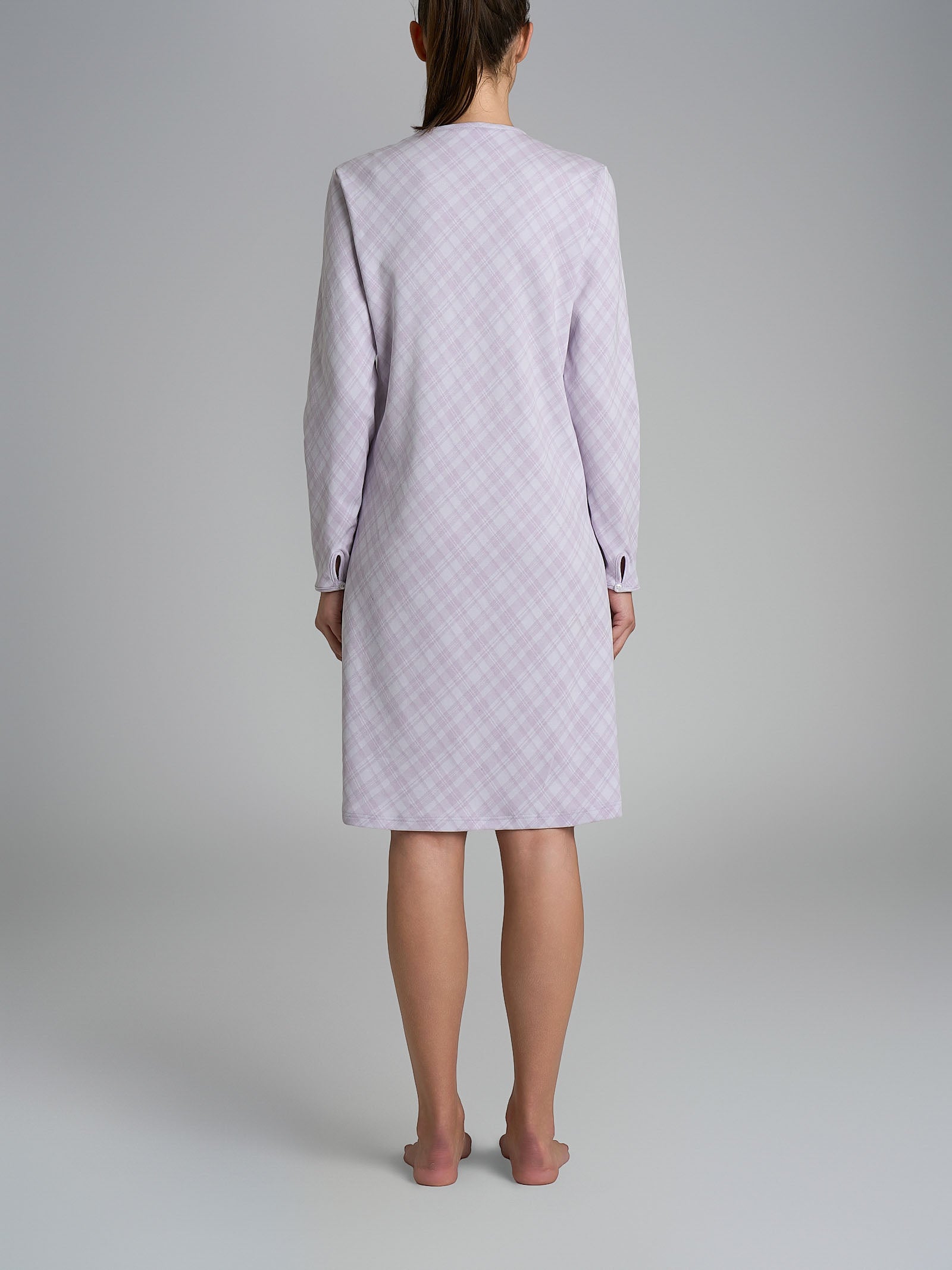 Camicia da notte con pizzo in Interlock di cotone 40-54 Viola Donna - Ragno