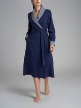 Vestaglia con cintura in Interlock di cotone Blu Donna - Ragno