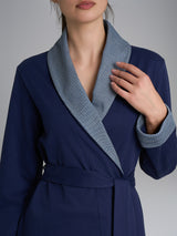 Vestaglia con cintura in Interlock di cotone Blu Donna - Ragno