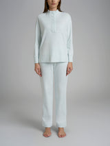 Pigiama lupetto in tinta unita in Interlock di cotone Azzurri Donna - Ragno