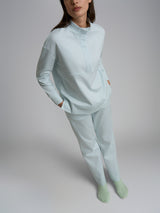 Pigiama lupetto in tinta unita in Interlock di cotone Azzurri Donna - Ragno