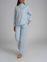 Pigiama lupetto in tinta unita in Interlock di cotone Azzurri Donna - Ragno
