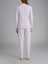 Pigiama con scollo a V in tinta unita in Interlock di cotone Viola Donna - Ragno