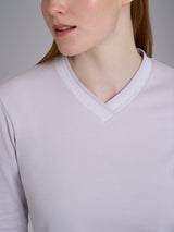 Pigiama con scollo a V in tinta unita in Interlock di cotone Viola Donna - Ragno