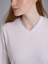 Pigiama con scollo a V in tinta unita in Interlock di cotone Rossi Donna - Ragno