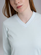 Pigiama con scollo a V in tinta unita in Interlock di cotone Azzurri Donna - Ragno