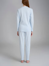 Pigiama con scollo a V in tinta unita in Interlock di cotone Azzurri Donna - Ragno