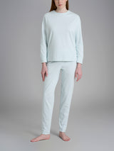 Pigiama girocollo tinta unita in Interlock di cotone Azzurri Donna - Ragno