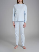 Pigiama girocollo tinta unita in Interlock di cotone Azzurri Donna - Ragno