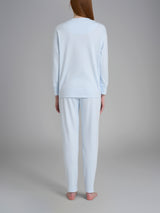 Pigiama girocollo tinta unita in Interlock di cotone Azzurri Donna - Ragno