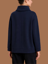 Felpa con collo alto a ciambella in Scuba Blu Donna - Ragno