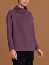 Felpa con collo alto a ciambella in Scuba Viola Donna - Ragno