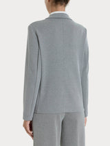 Blazer doppio petto con fantasia a spina di pesce in Eco Jacquard Neri Donna - Ragno