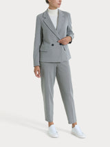 Blazer doppio petto con fantasia a spina di pesce in Eco Jacquard Neri Donna - Ragno