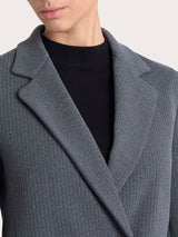 Blazer doppio petto con fantasia a spina di pesce in Eco Jacquard Neri Donna - Ragno