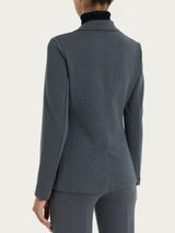 Blazer due bottoni con fantasia a spina di pesce in Eco Jacquard Neri Donna - Ragno