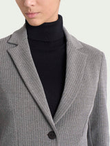 Blazer due bottoni con fantasia a spina di pesce in Eco Jacquard Marroni Donna - Ragno