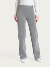 Pantalone ampio con fantasia a spina di pesce in Eco Jacquard Neri Donna - Ragno