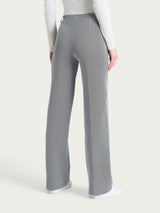 Pantalone ampio con fantasia a spina di pesce in Eco Jacquard Neri Donna - Ragno