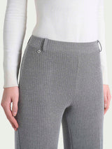 Pantalone ampio con fantasia a spina di pesce in Eco Jacquard Neri Donna - Ragno