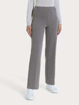 Pantalone ampio con fantasia a spina di pesce in Eco Jacquard Marroni Donna - Ragno