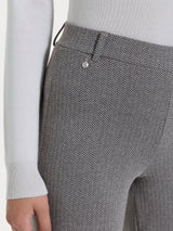 Pantalone ampio con fantasia a spina di pesce in Eco Jacquard Marroni Donna - Ragno