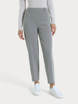 Pantalone a carota con fantasia a spina di pesce in Eco Jacquard Neri Donna - Ragno