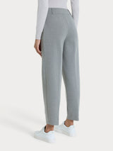 Pantalone a carota con fantasia a spina di pesce in Eco Jacquard Neri Donna - Ragno