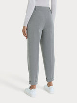 Pantalone a carota con fantasia a spina di pesce in Eco Jacquard Neri Donna - Ragno