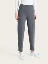 Pantalone a carota con fantasia a spina di pesce in Eco Jacquard Neri Donna - Ragno