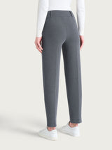 Pantalone a carota con fantasia a spina di pesce in Eco Jacquard Neri Donna - Ragno