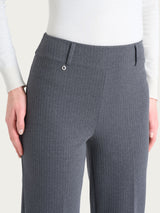 Pantalone a carota con fantasia a spina di pesce in Eco Jacquard Neri Donna - Ragno