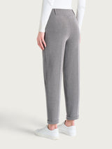 Pantalone a carota con fantasia a spina di pesce in Eco Jacquard Marroni Donna - Ragno
