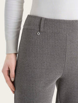 Pantalone a carota con fantasia a spina di pesce in Eco Jacquard Marroni Donna - Ragno