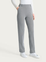 Pantalone dritto con tasche e fantasia a spina di pesce in Eco Jacquard  Neri Donna - Ragno