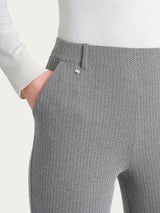 Pantalone dritto con tasche e fantasia a spina di pesce in Eco Jacquard  Neri Donna - Ragno