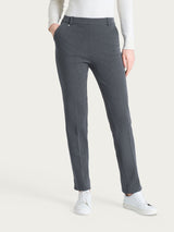 Pantalone dritto con tasche e fantasia a spina di pesce in Eco Jacquard  Neri Donna - Ragno