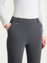 Pantalone dritto con tasche e fantasia a spina di pesce in Eco Jacquard  Neri Donna - Ragno