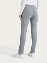 Pantalone a sigaretta con spacchetti e fantasia a spina di pesce in Eco Jacquard Neri Donna - Ragno