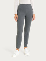 Pantalone a sigaretta con spacchetti e fantasia a spina di pesce in Eco Jacquard Neri Donna - Ragno