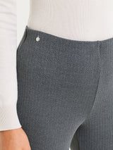 Pantalone a sigaretta con spacchetti e fantasia a spina di pesce in Eco Jacquard Neri Donna - Ragno