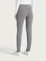 Pantalone a sigaretta con spacchetti e fantasia a spina di pesce in Eco Jacquard Marroni Donna - Ragno