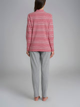 Pigiama nordico con scollo a V in interlock di cotone Rossi Donna - Ragno