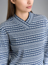 Pigiama nordico con scollo a V in interlock di cotone Blu Donna - Ragno