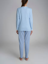 Pigiama con rouches a serafino in Interlock di cotone Azzurri Donna - Ragno