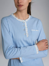 Pigiama con rouches a serafino in Interlock di cotone Azzurri Donna - Ragno