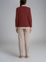 Pigiama lupetto con fantasia tartan in Interlock di cotone Rossi Donna - Ragno